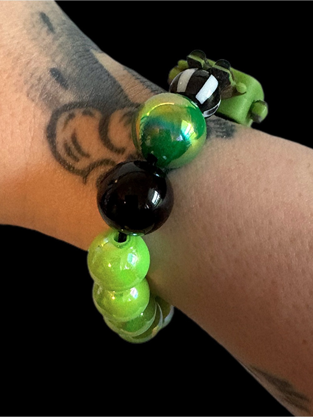 Handmade Baby Frankenstein Charm Beaded Stretch Bracelet - Picture 2 of 5